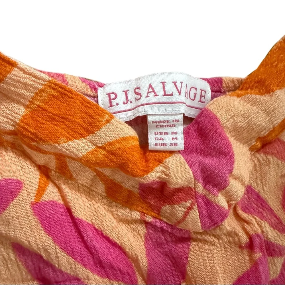 P.J. Salvage Pink‎ Orange Leaf Beach Resort Sleepwear Set Medium